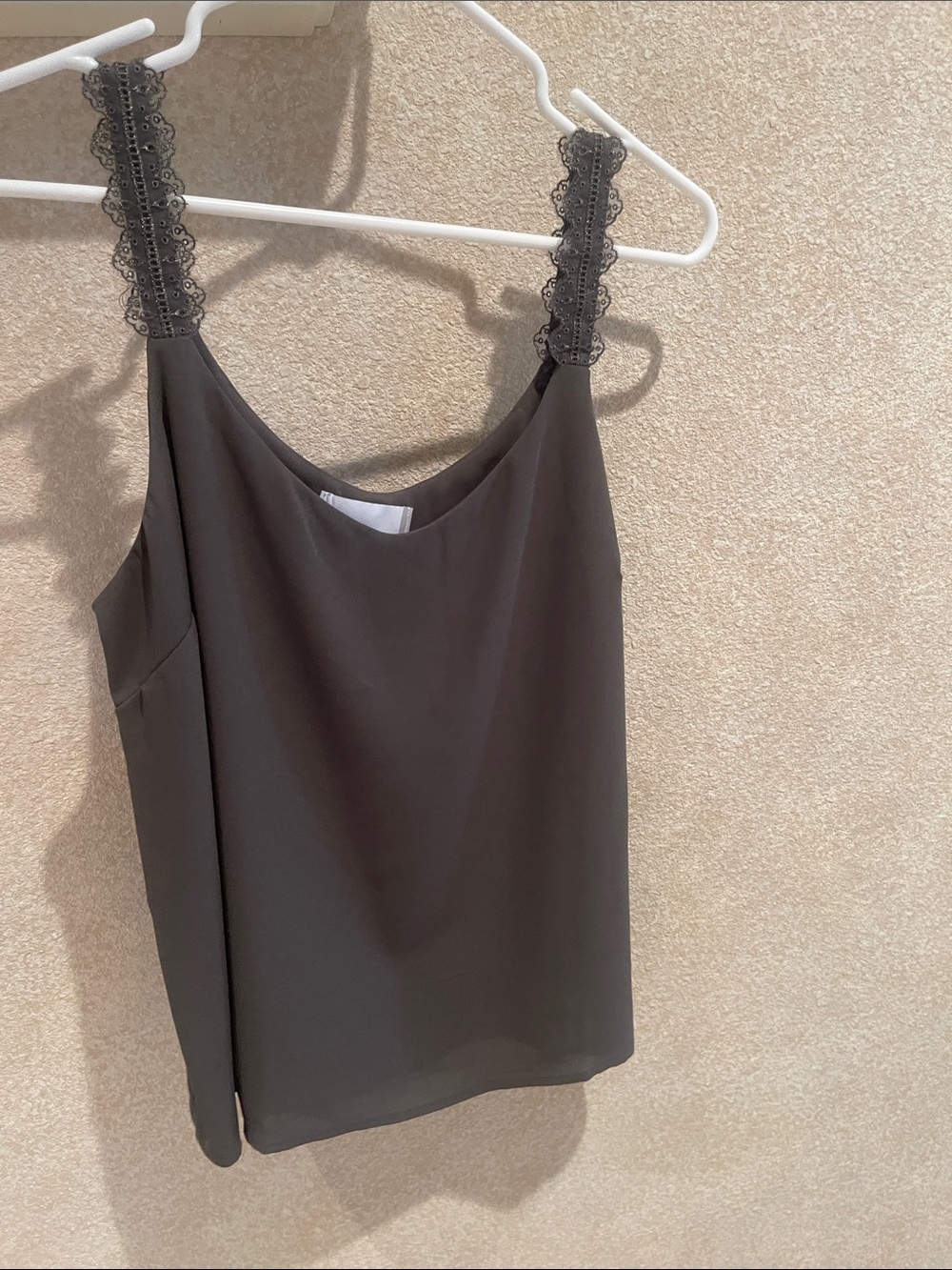 Lace Strap Cami Tank Top - Black